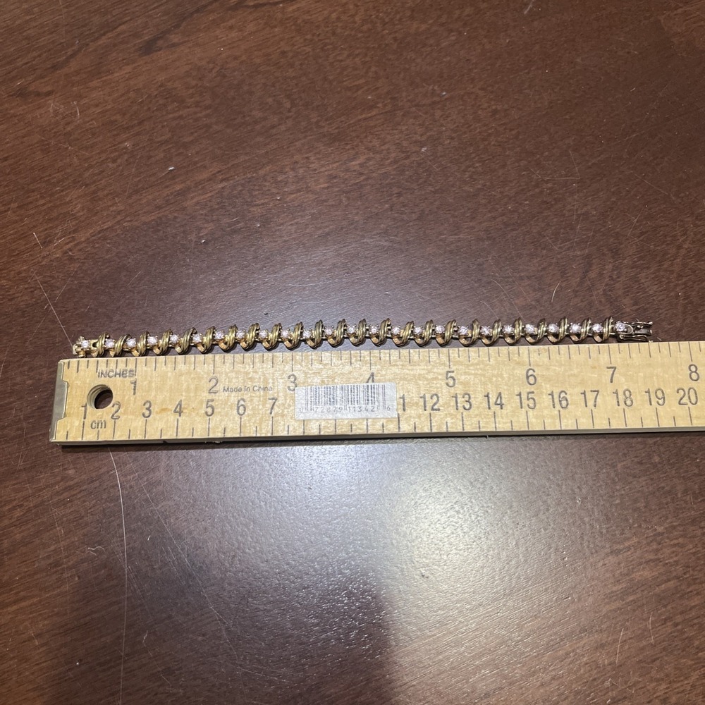 Gold Plated Sterling Silver PINK CZ Tennis Bracelet 7.5" —Sparkling‎ 925 - Picture 7 of 7